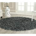 thumbnail image 1 of SAFAVIEH Mariam Leather Shag Area Rug, Grey, 4' x 4' Round, 1 of 6