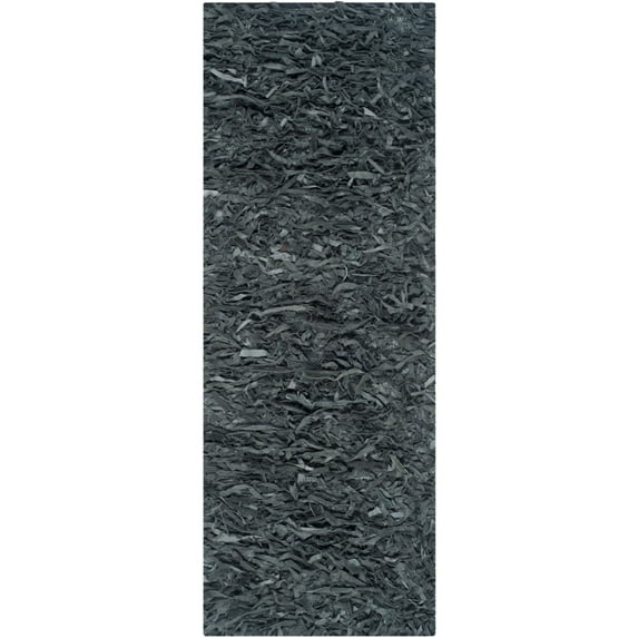 SAFAVIEH Mariam Leather Shag Area Rug, Grey, 8' x 8' Square