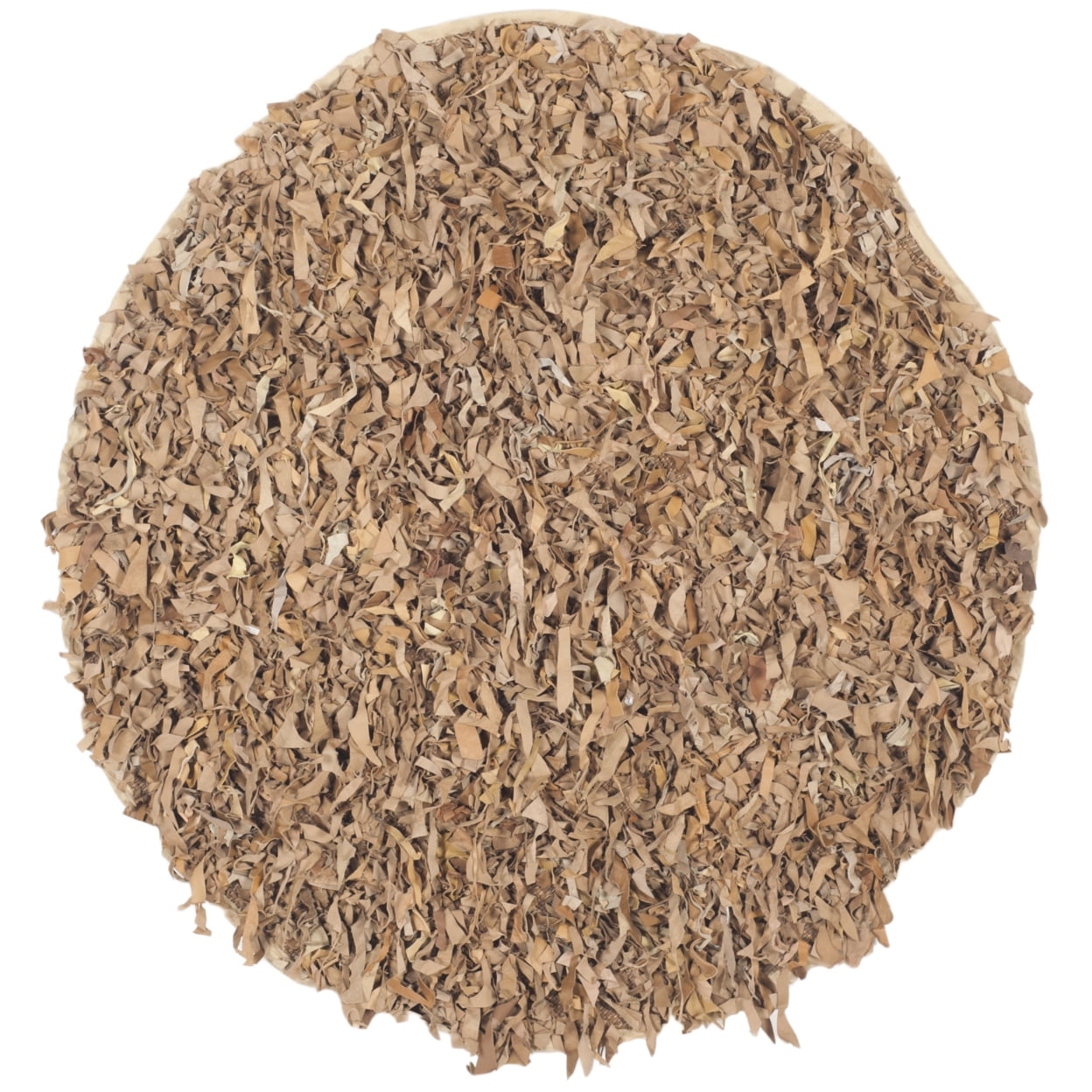 SAFAVIEH Mariam Leather Shag Area Rug, Light Gold, 4' x 4' Round ...