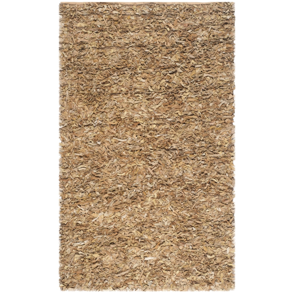 SAFAVIEH Mariam Leather Shag Area Rug, Light Gold, 4' x 6'