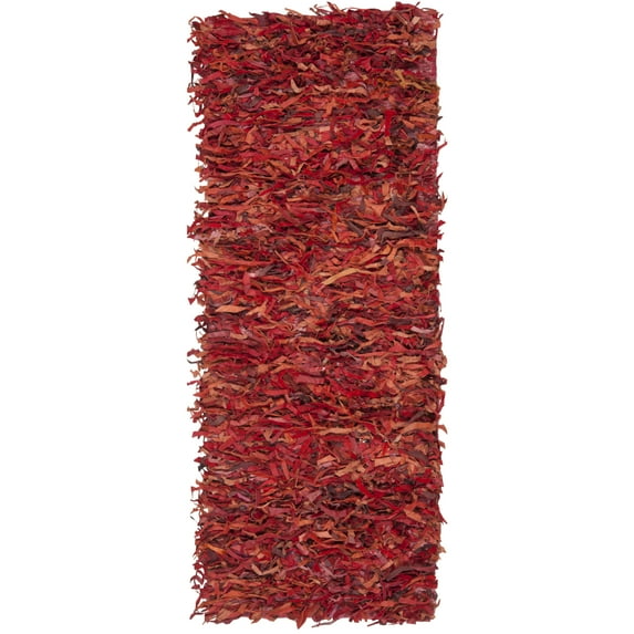 SAFAVIEH Mariam Leather Shag Area Rug, Red, 2'3" x 4'