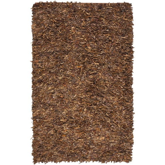 SAFAVIEH Mariam Leather Shag Area Rug, Saddle, 2'3" x 4'