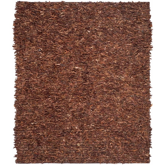 SAFAVIEH Mariam Leather Shag Area Rug, Saddle, 4' x 6'