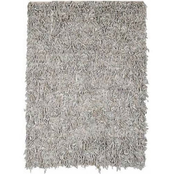 SAFAVIEH Mariam Leather Shag Area Rug, White, 6' x 6' Round