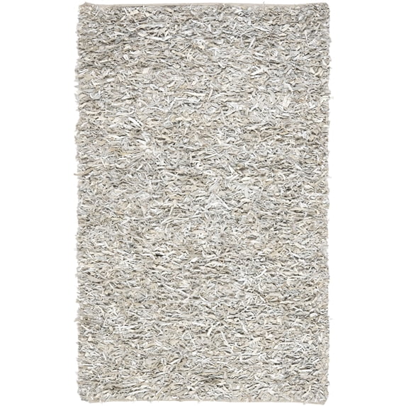 SAFAVIEH Mariam Leather Shag Area Rug, White, 6' x 9'