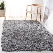 Safavieh Leather Mariam Solid Shag Area Rug, White, 8' x 10'