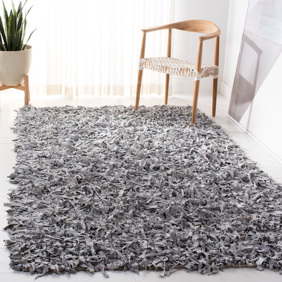 Safavieh Leather Mariam Solid Shag Area Rug, White, 8' x 10'
