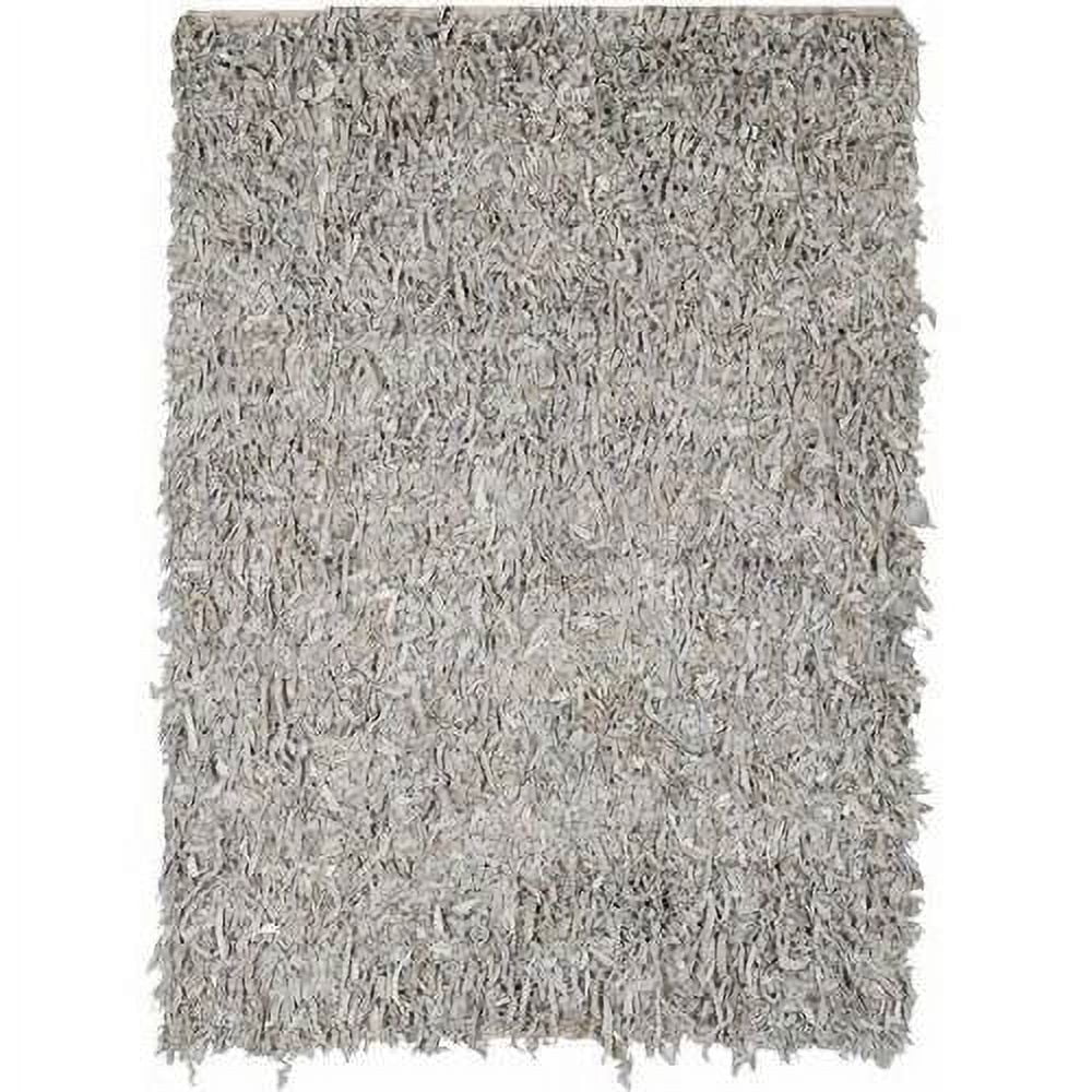 SAFAVIEH Mariam Leather Shag Area Rug, White, 8' x 10'