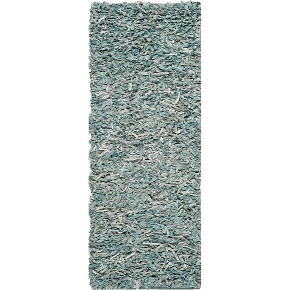 SAFAVIEH Mariam Leather Shag Runner Rug, Light Blue, 2'3" x 6'