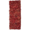 thumbnail image 1 of SAFAVIEH Mariam Leather Shag Runner Rug, Red, 2'3" x 11', 1 of 9