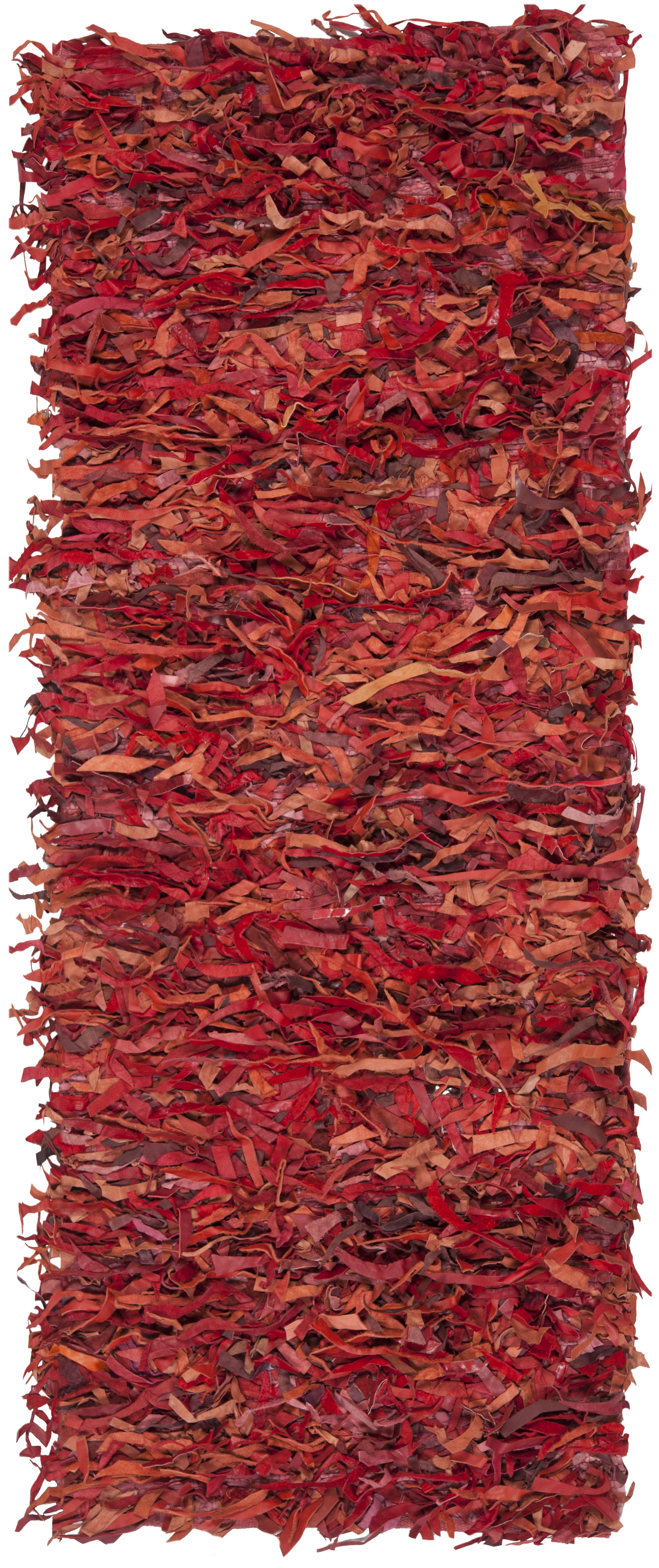 Shop Leather Rag Rug SAFAVIEH Mariam Leather Shag Runner Rug, Red, 2'3