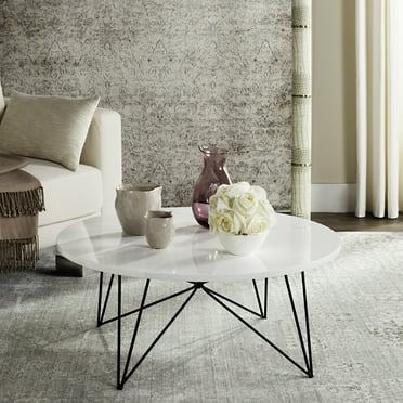 SAFAVIEH Maris Retro Mid-Century Round Coffee Table, White