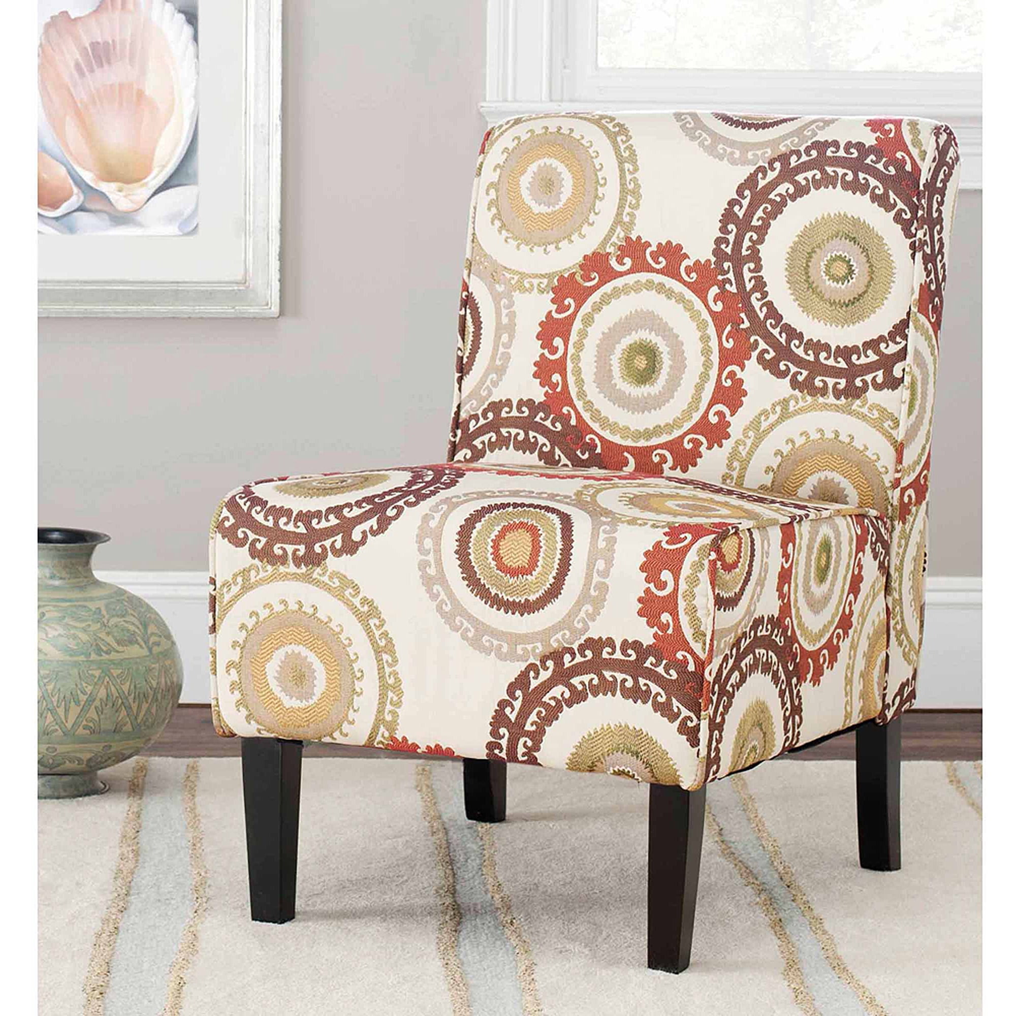 SAFAVIEH Marka Armless Club Chair, Multi-Beige, Brown, Orange and Green