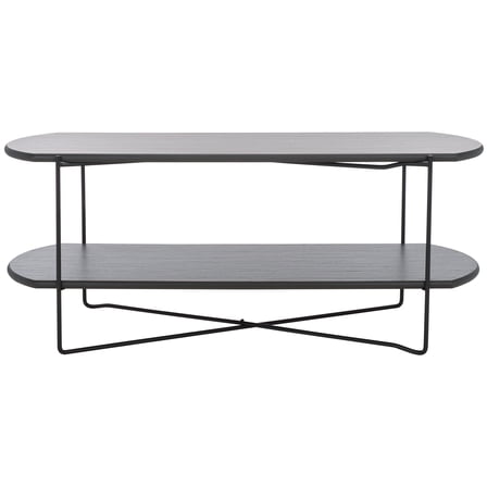SAFAVIEH Marlee Glam Wood Coffee Table, Dark Grey Oak/Black