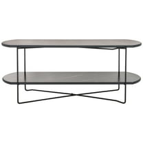 SAFAVIEH Marlee Glam Wood Coffee Table, Dark Sandstone/Black