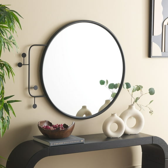 SAFAVIEH Marlo 31 in. Round Solid Frame Mirror, Black