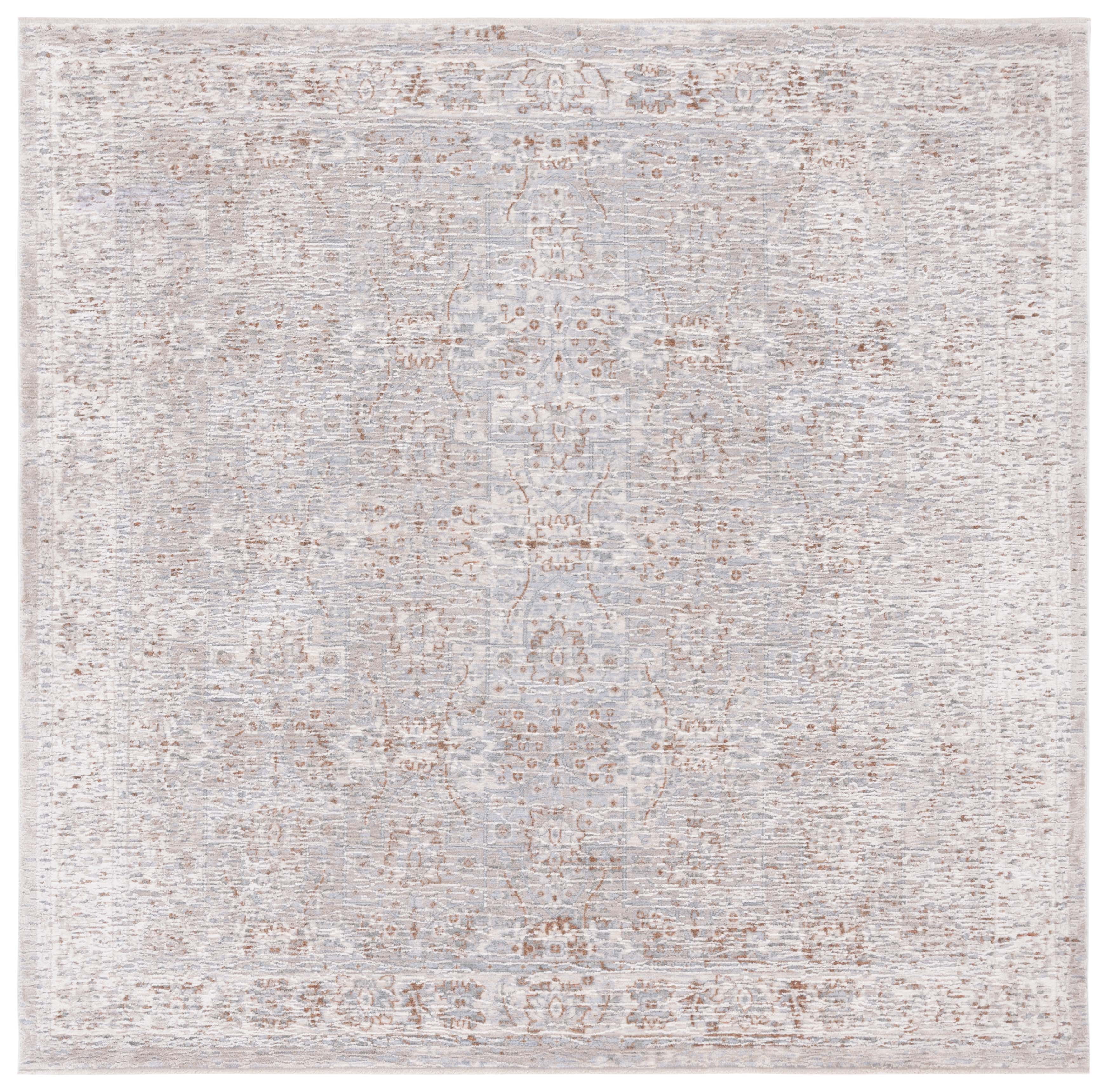 Marmara Blue Square Hand-Knotted Viscose Area Rug - 6'7"