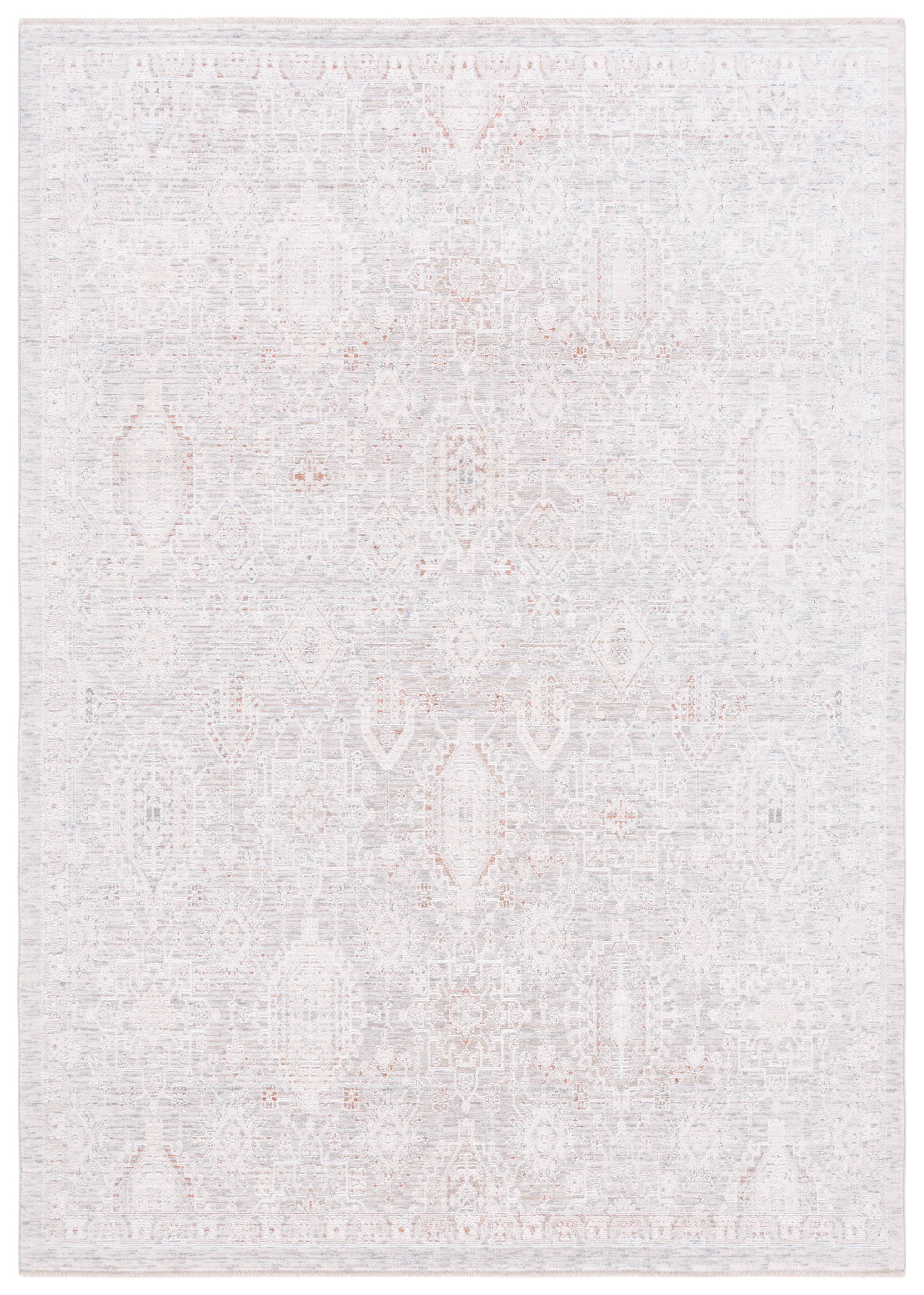 Gray Rectangular Viscose and Synthetic Area Rug