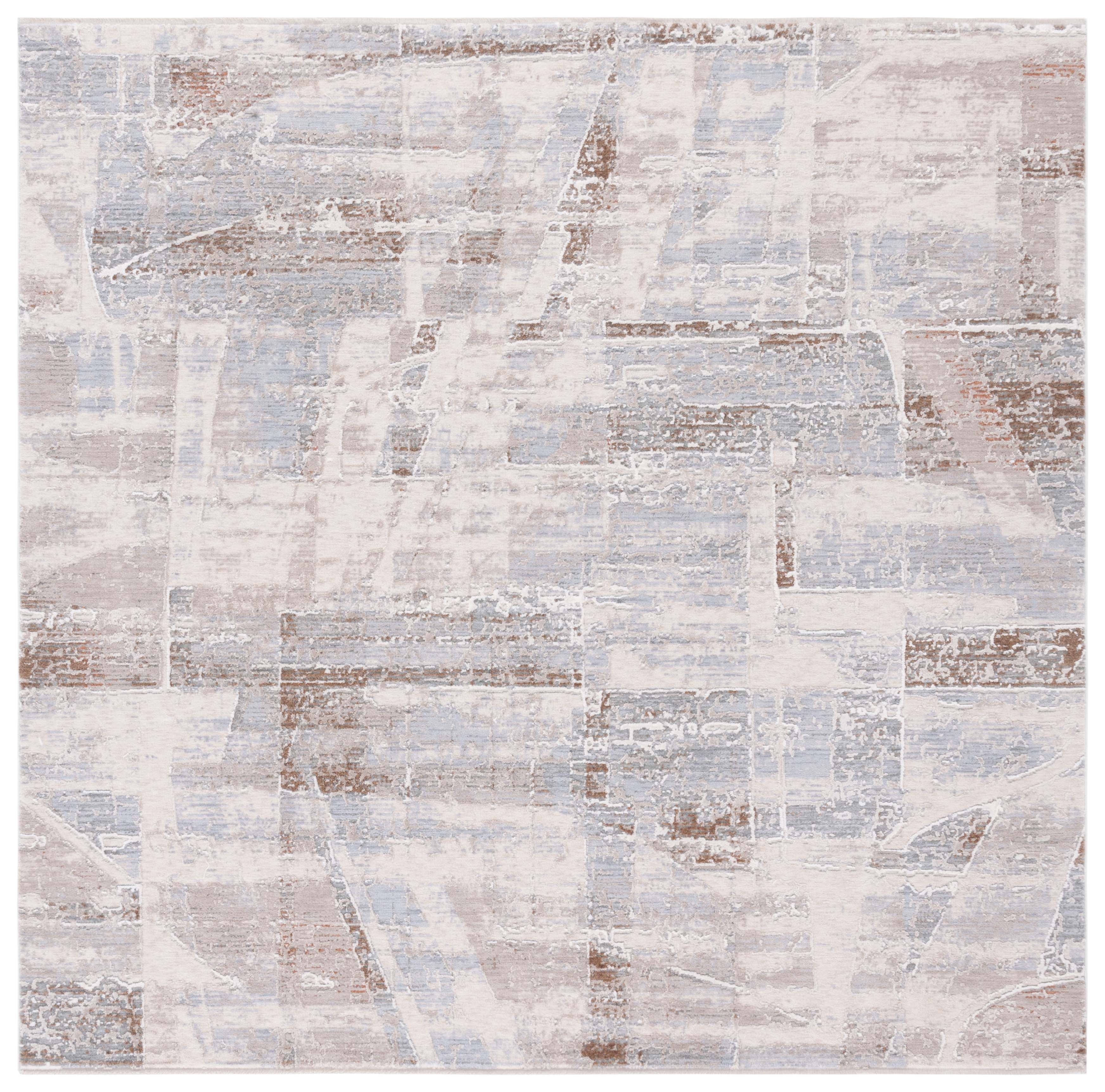 SAFAVIEH Marmara Keila Abstract Area Rug, Beige/Blue Rust, 6'7" x 6'7" Square
