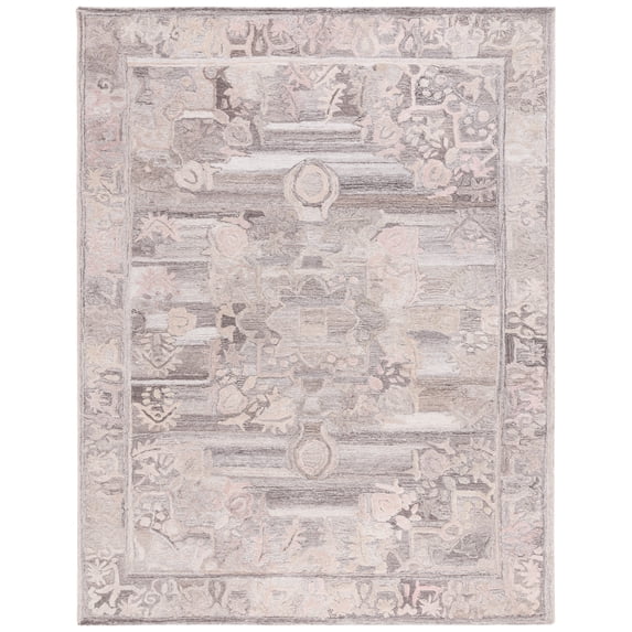 SAFAVIEH Marquee Andrina Medallion Polyester Area Rug, Grey/Pink, 8' x 10'