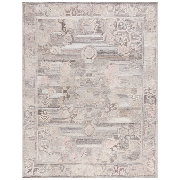 SAFAVIEH Marquee Andrina Medallion Polyester Area Rug, Grey/Pink, 8' x 10'