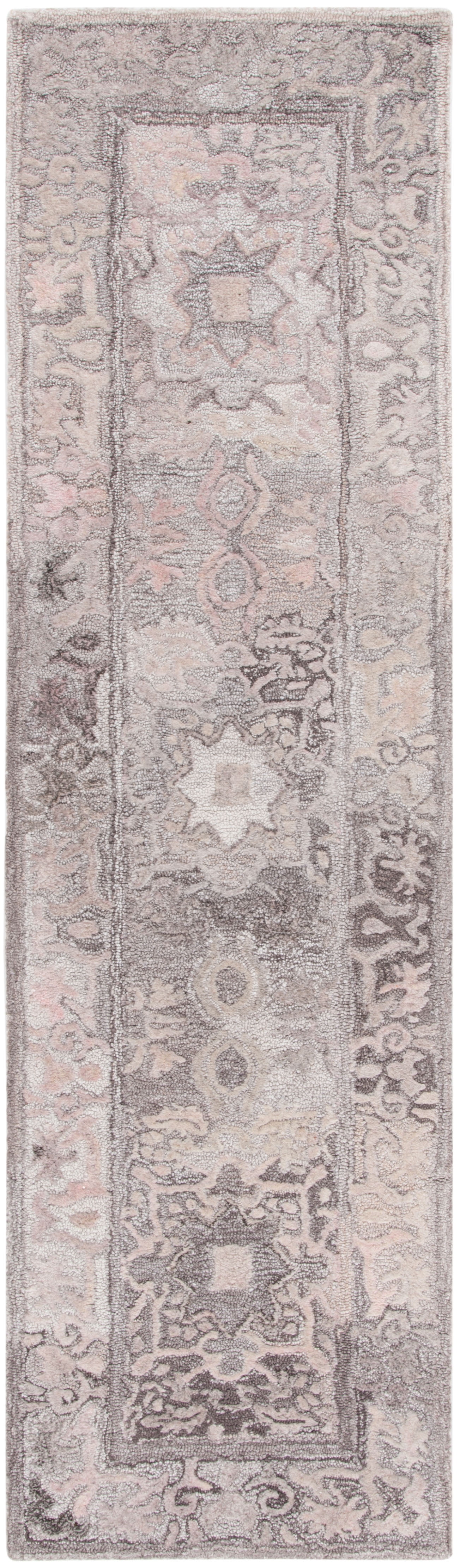 SAFAVIEH Marquee Andrina Medallion Polyester Runner Rug, Grey/Pink, 2'3" x 8'