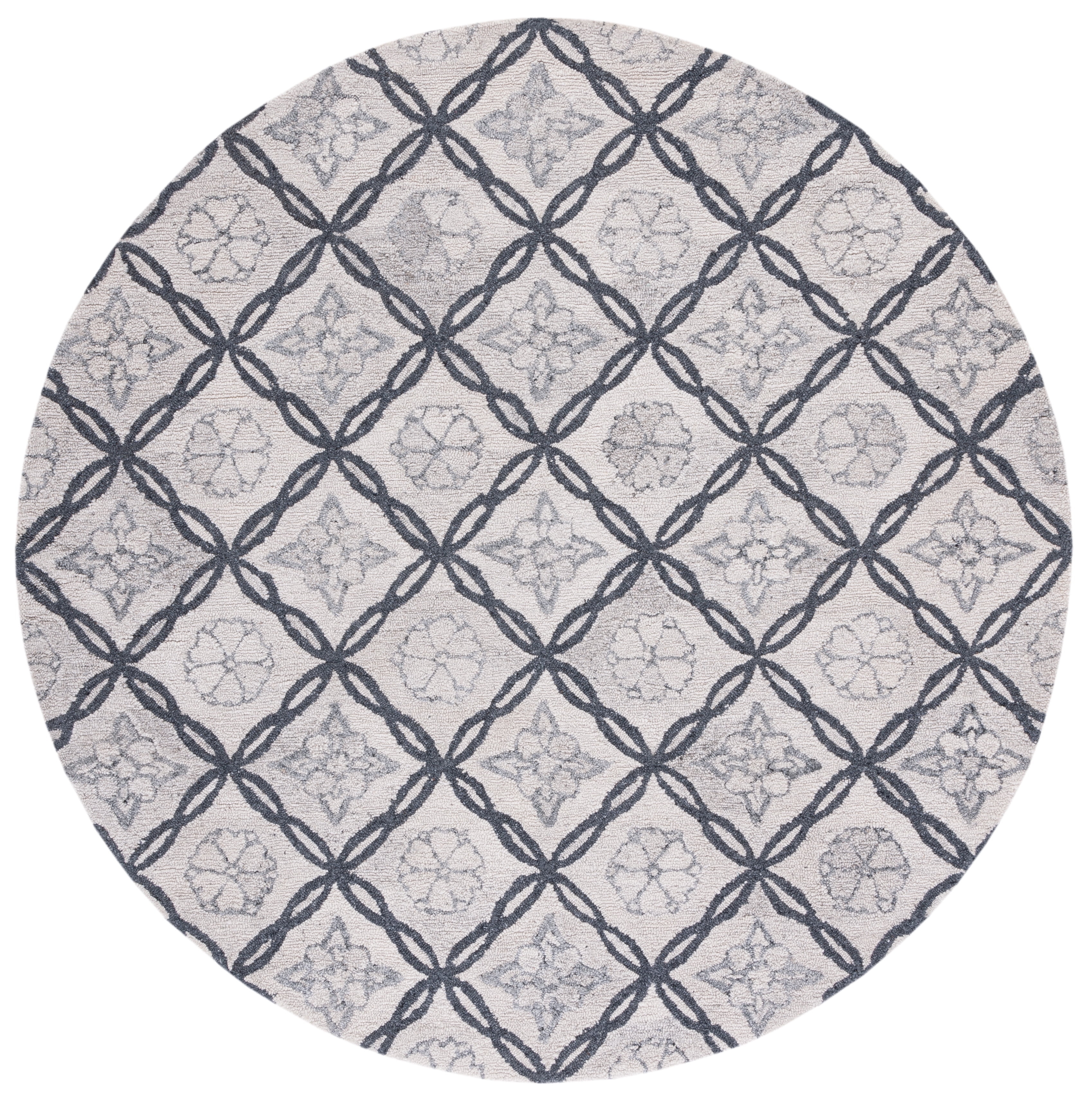 SAFAVIEH Marquee Anthony Geometric Area Rug, Ivory/Grey, 6' x 6' Round