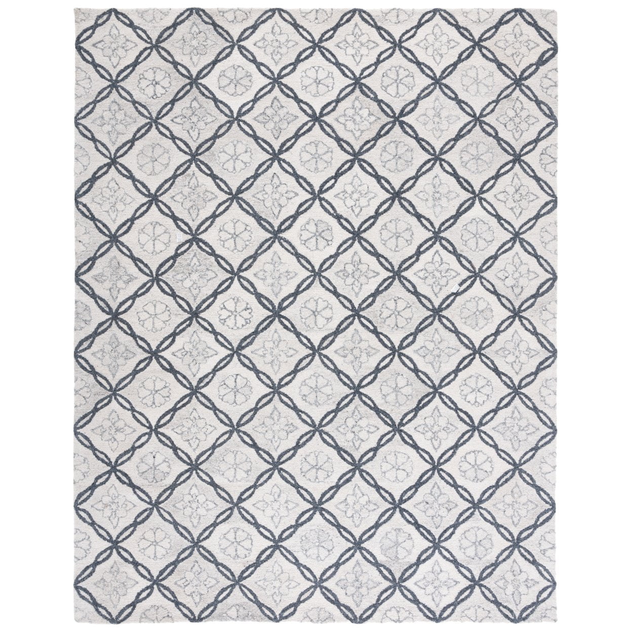 Gray and Ivory Hand-Tufted Wool Geometric 8' x 10' Area Rug