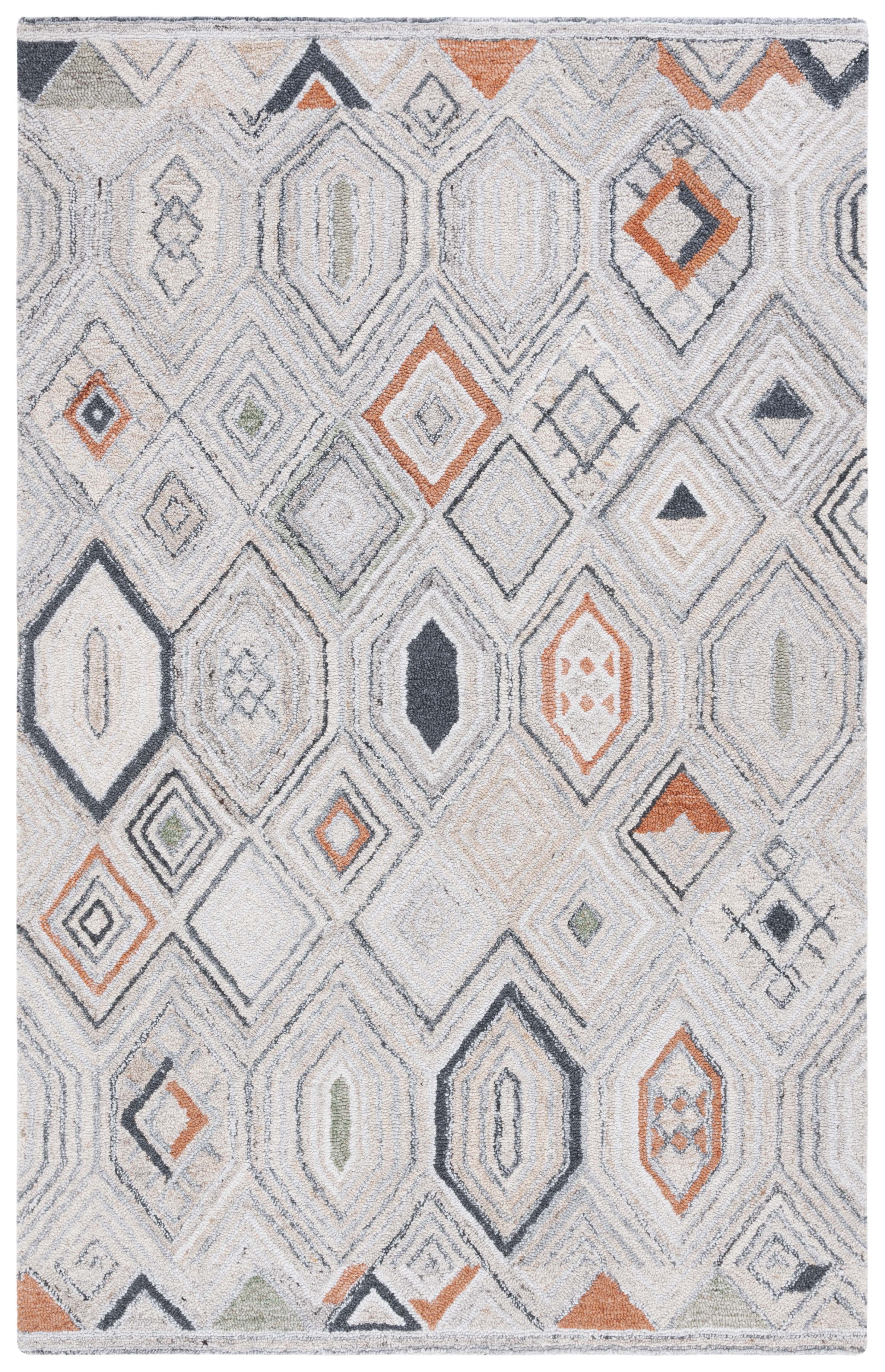 SAFAVIEH Marquee Blake Diamond Polyester Area Rug, Rust/Grey, 4' x 6'