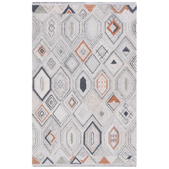 SAFAVIEH Marquee Blake Diamond Polyester Area Rug, Rust/Grey, 4' x 6'