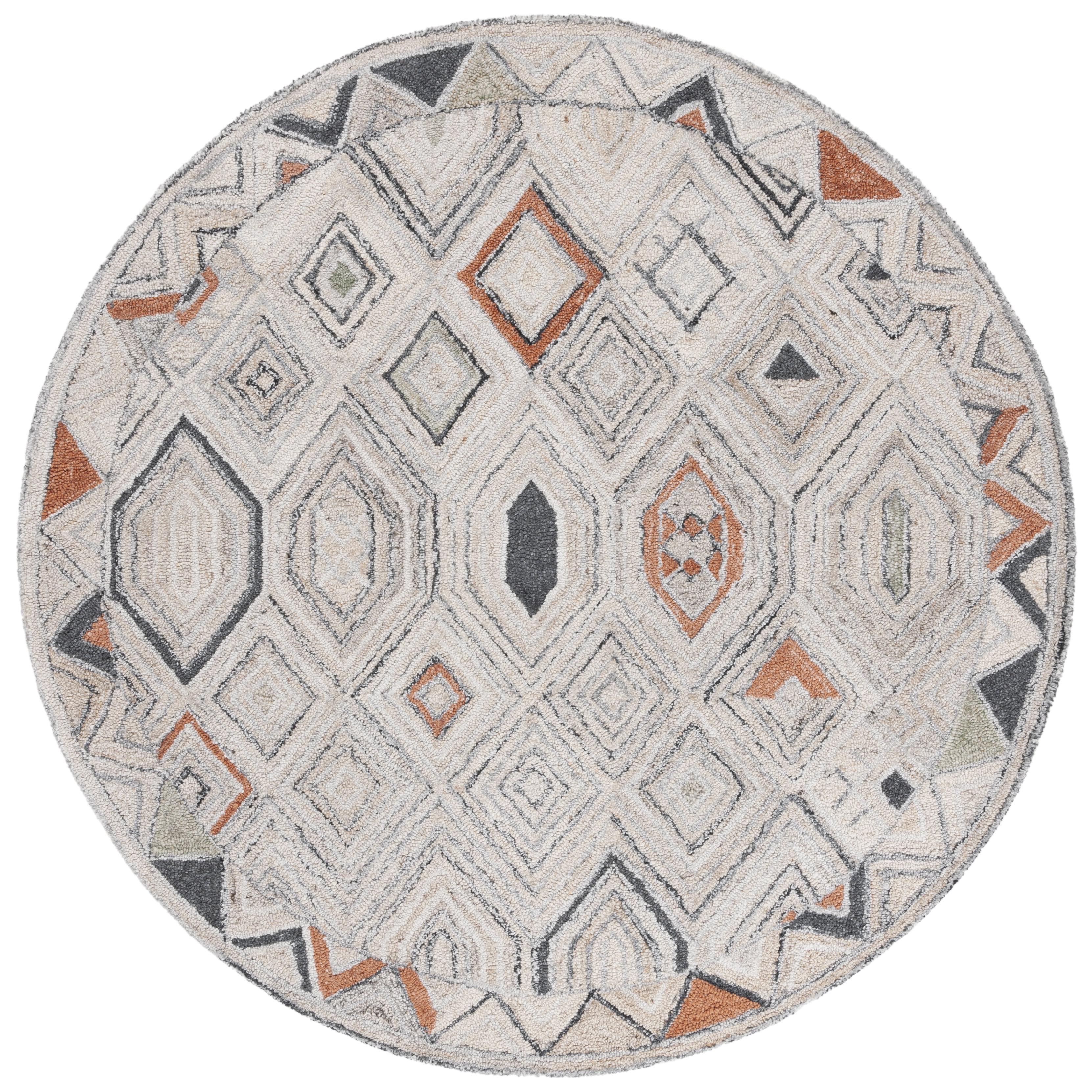 SAFAVIEH Marquee Blake Diamond Polyester Area Rug, Rust/Grey, 6' x 6 ...