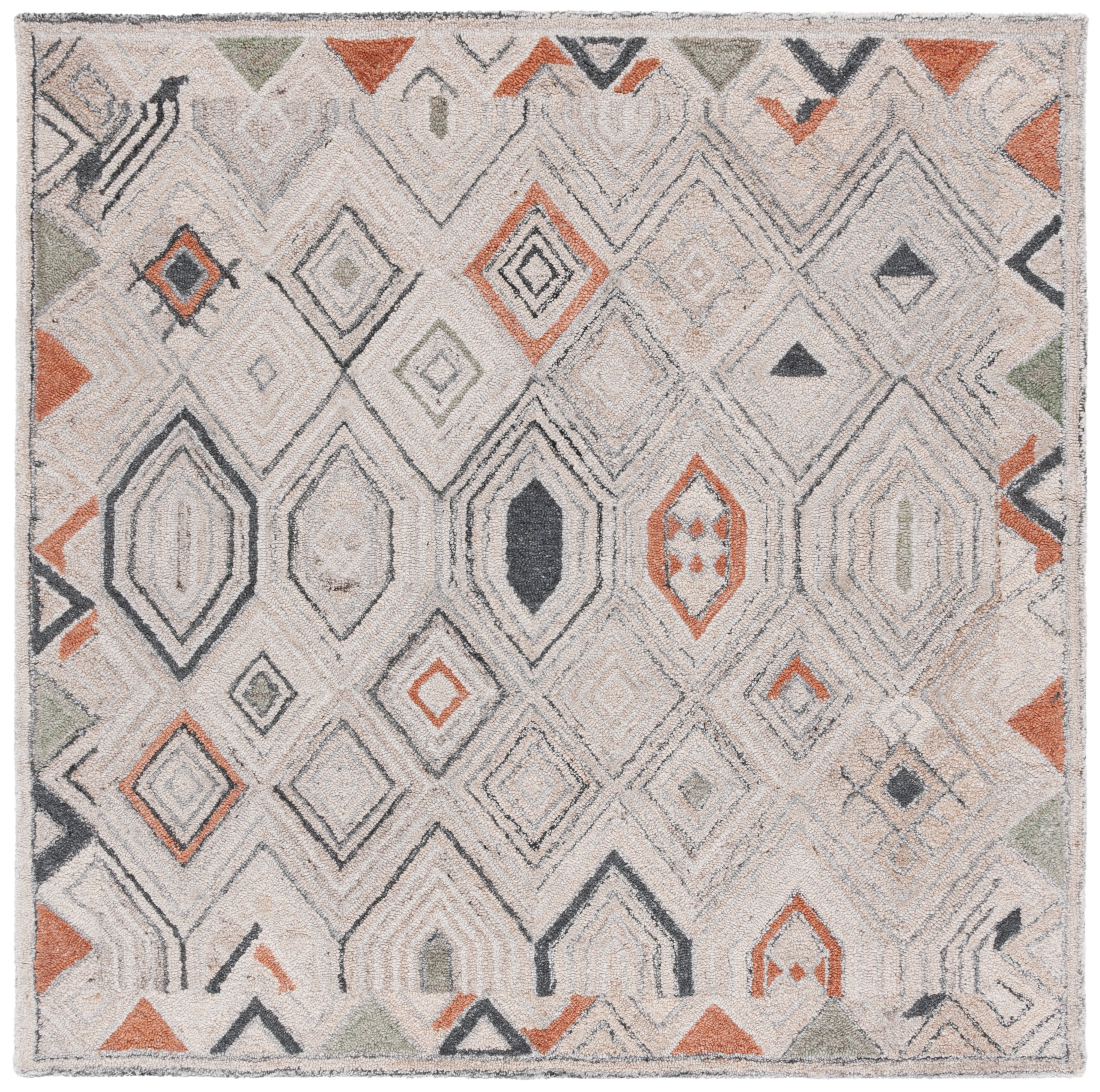 SAFAVIEH Marquee Blake Diamond Polyester Area Rug, Rust/Grey, 6' x 6' Square
