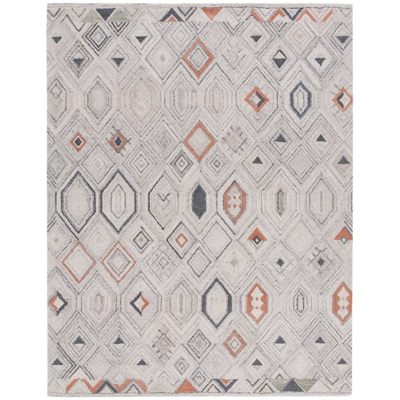 SAFAVIEH Marquee Blake Diamond Polyester Area Rug, Rust/Grey, 8' x 10'