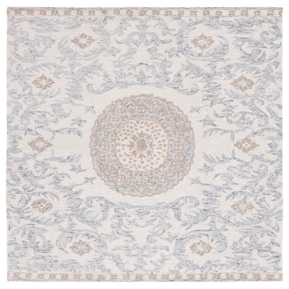 SAFAVIEH Marquee Clematis Medallion Area Rug, Beige/Grey, 6' x 6' Square