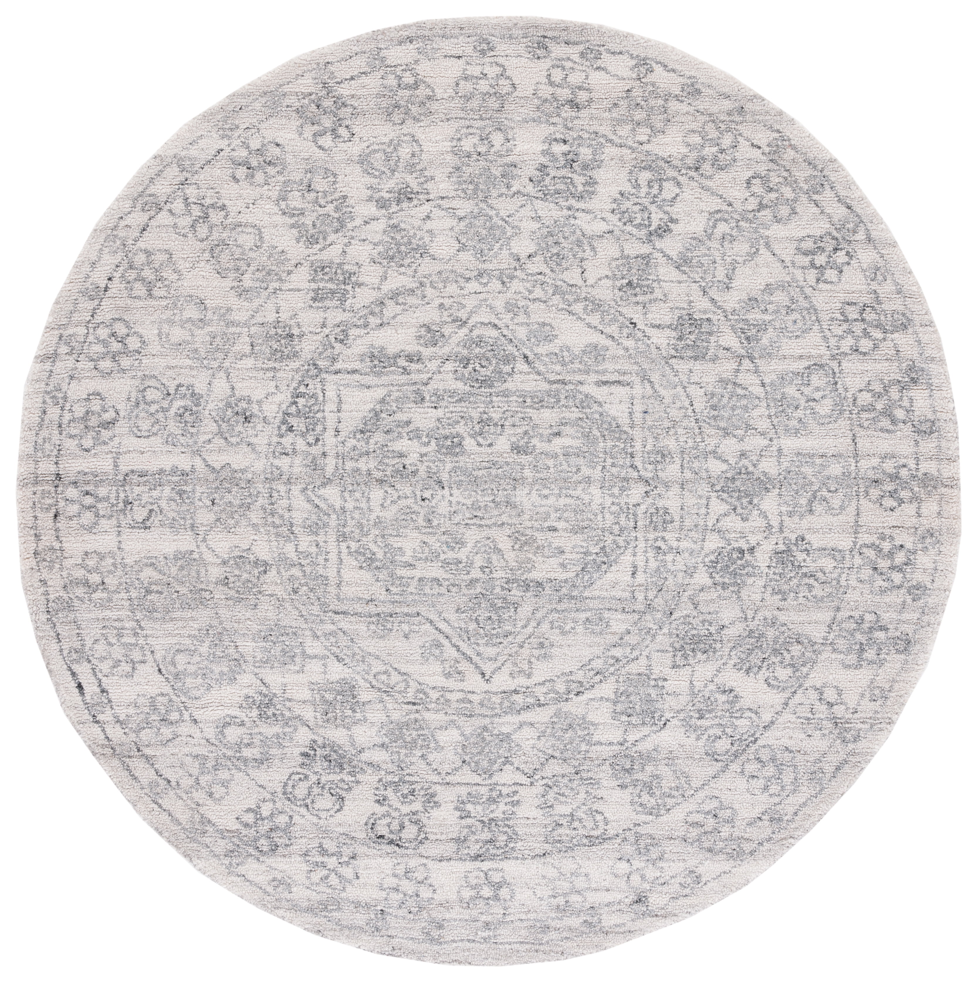 SAFAVIEH Marquee Duana Medallion Area Rug, Ivory/Grey, 6' x 6' Round