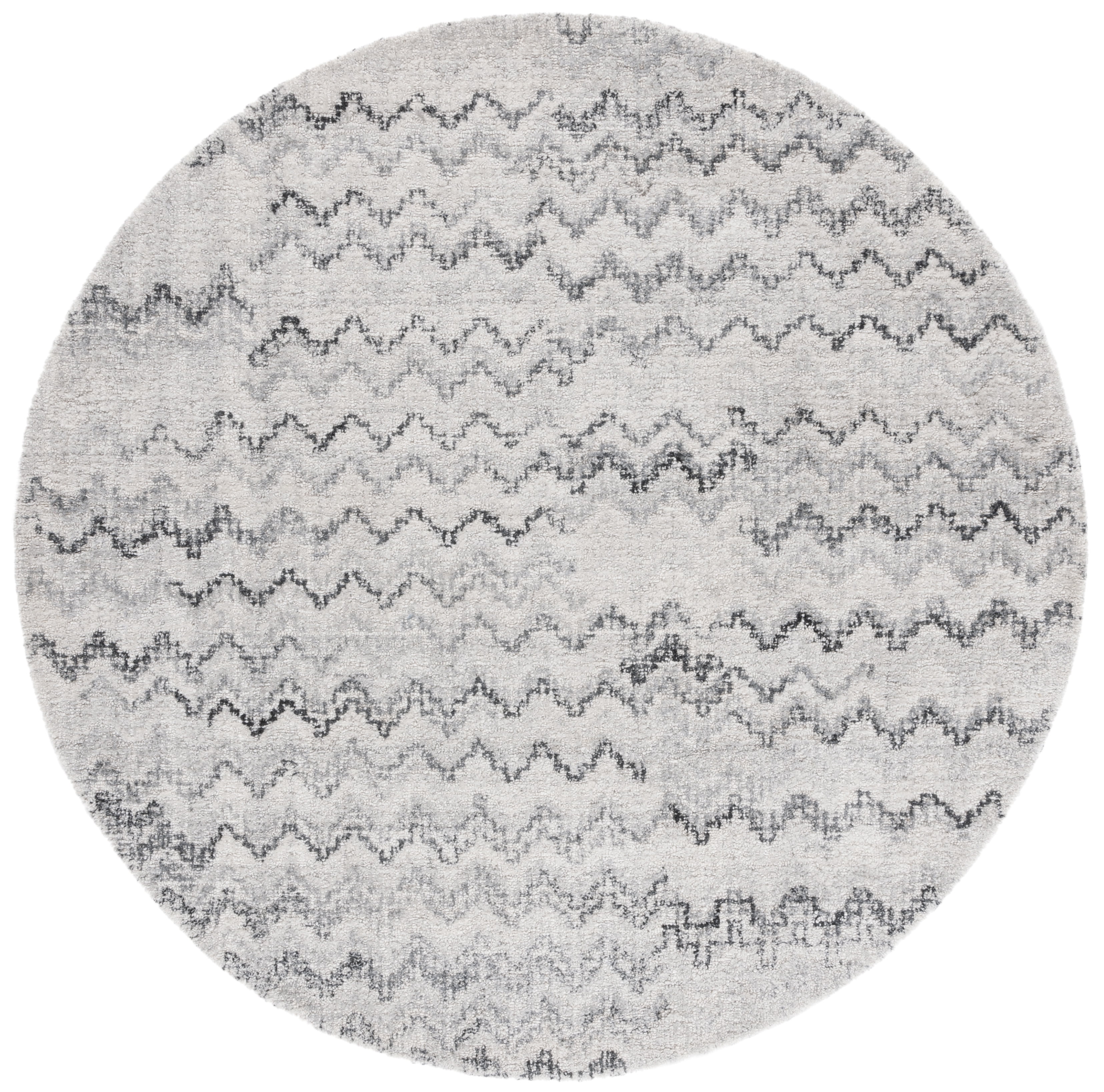 SAFAVIEH Marquee Endika Geometric Polyester Area Rug, Grey/Ivory, 6' x 6' Round
