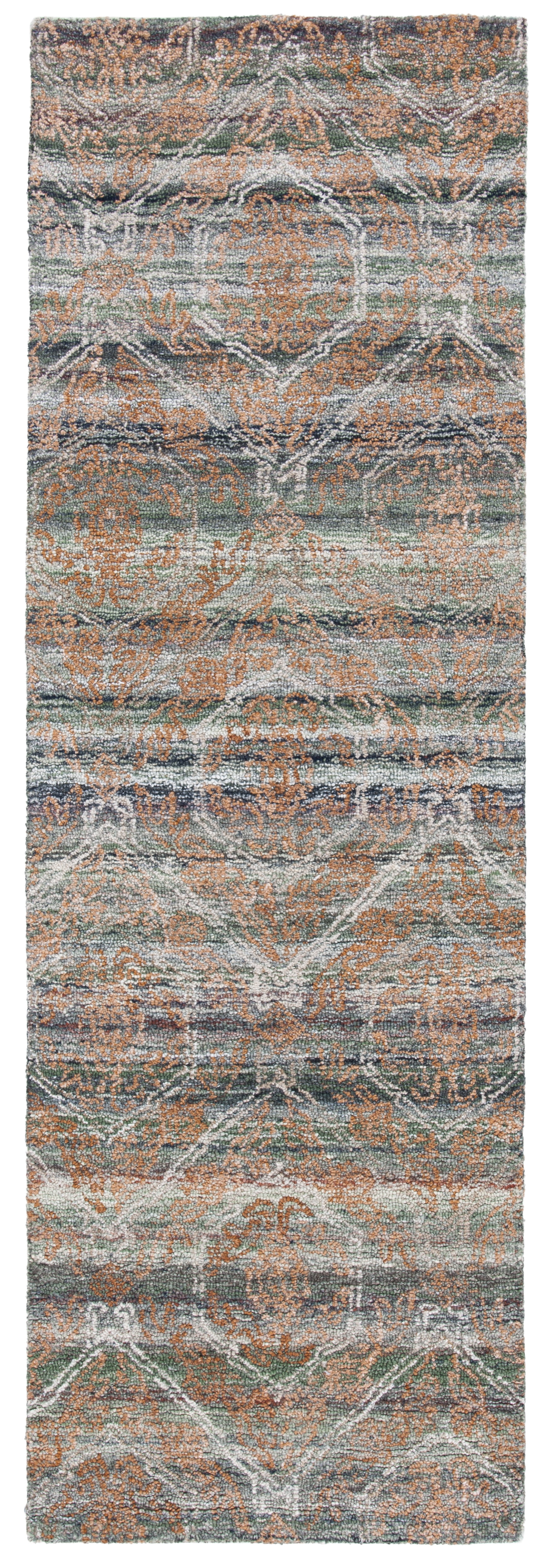 SAFAVIEH Marquee Esmond Geometric Runner Rug, Grey/Rust, 2'6" x 8'