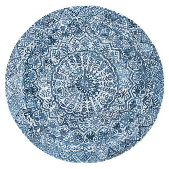 SAFAVIEH Marquee Georgiana Floral Area Rug, Blue/Grey, 4' x 4' Round