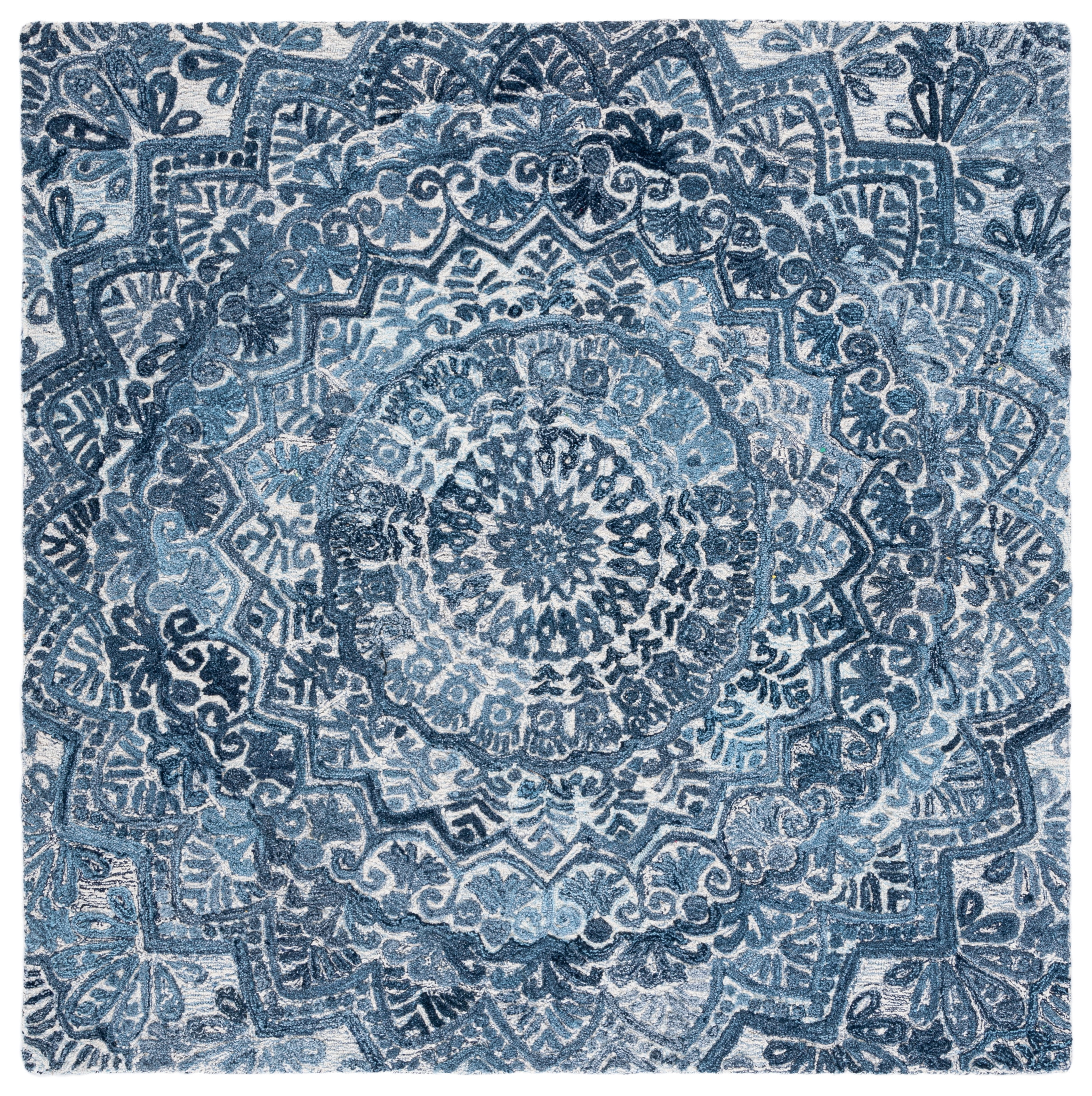 SAFAVIEH Marquee Georgiana Floral Area Rug, Blue/Grey, 6' x 6' Square