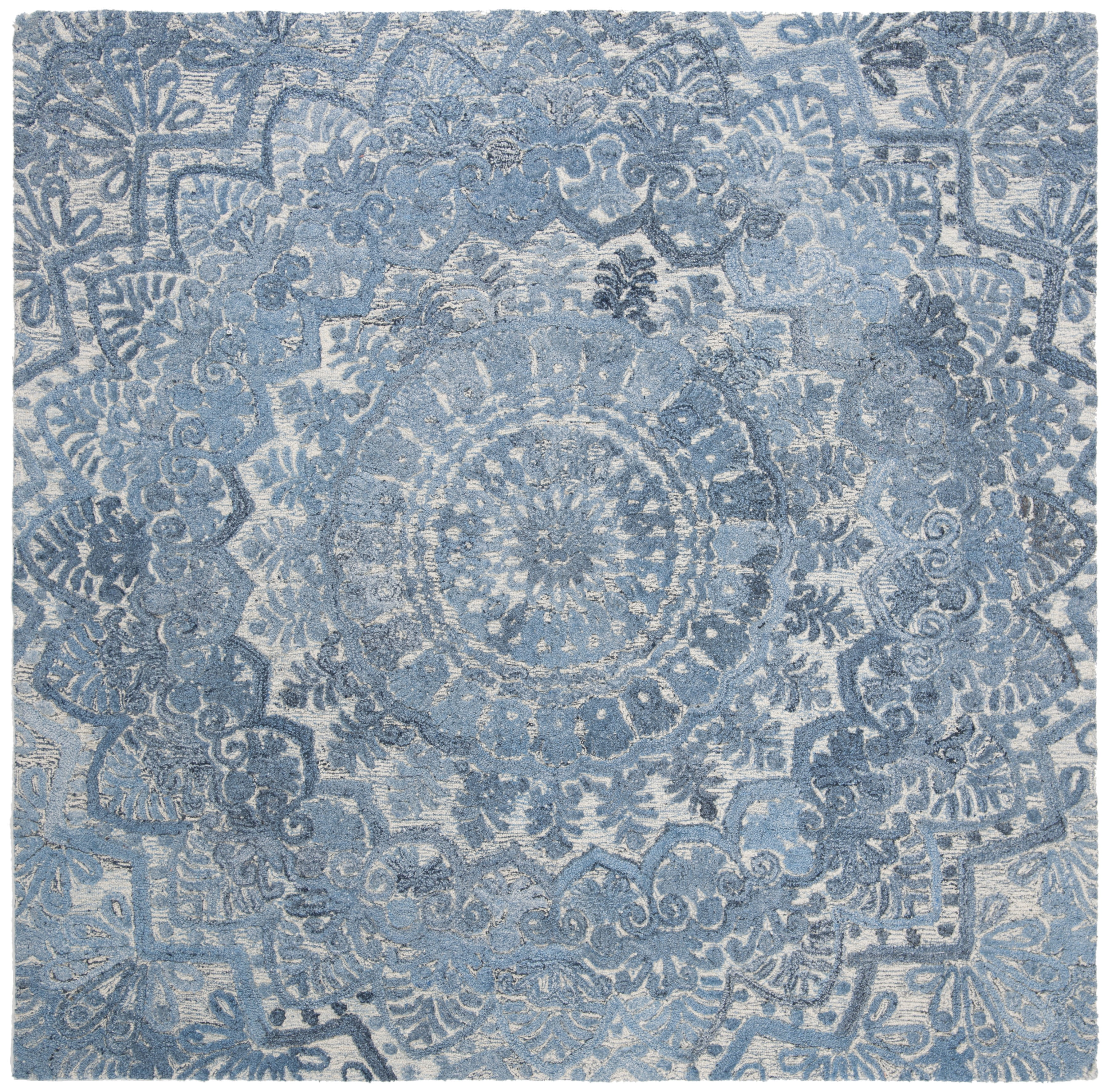 SAFAVIEH Marquee Georgiana Floral Area Rug, Blue/Ivory, 4' x 4' Square