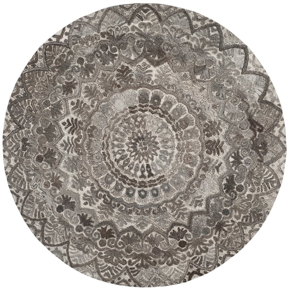 SAFAVIEH Marquee Georgiana Floral Area Rug, Grey/Ivory, 4' x 4' Round