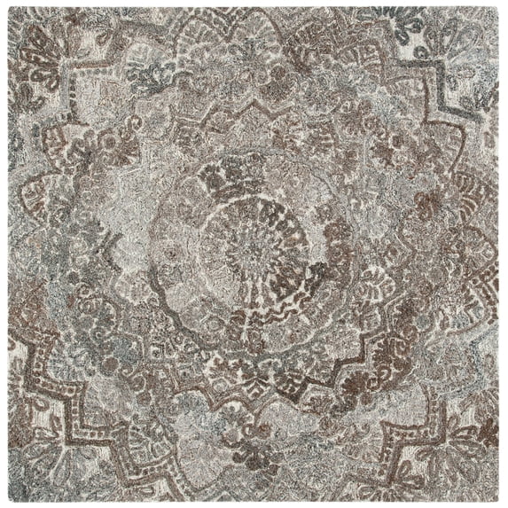 SAFAVIEH Marquee Georgiana Floral Area Rug, Grey/Ivory, 4' x 4' Square