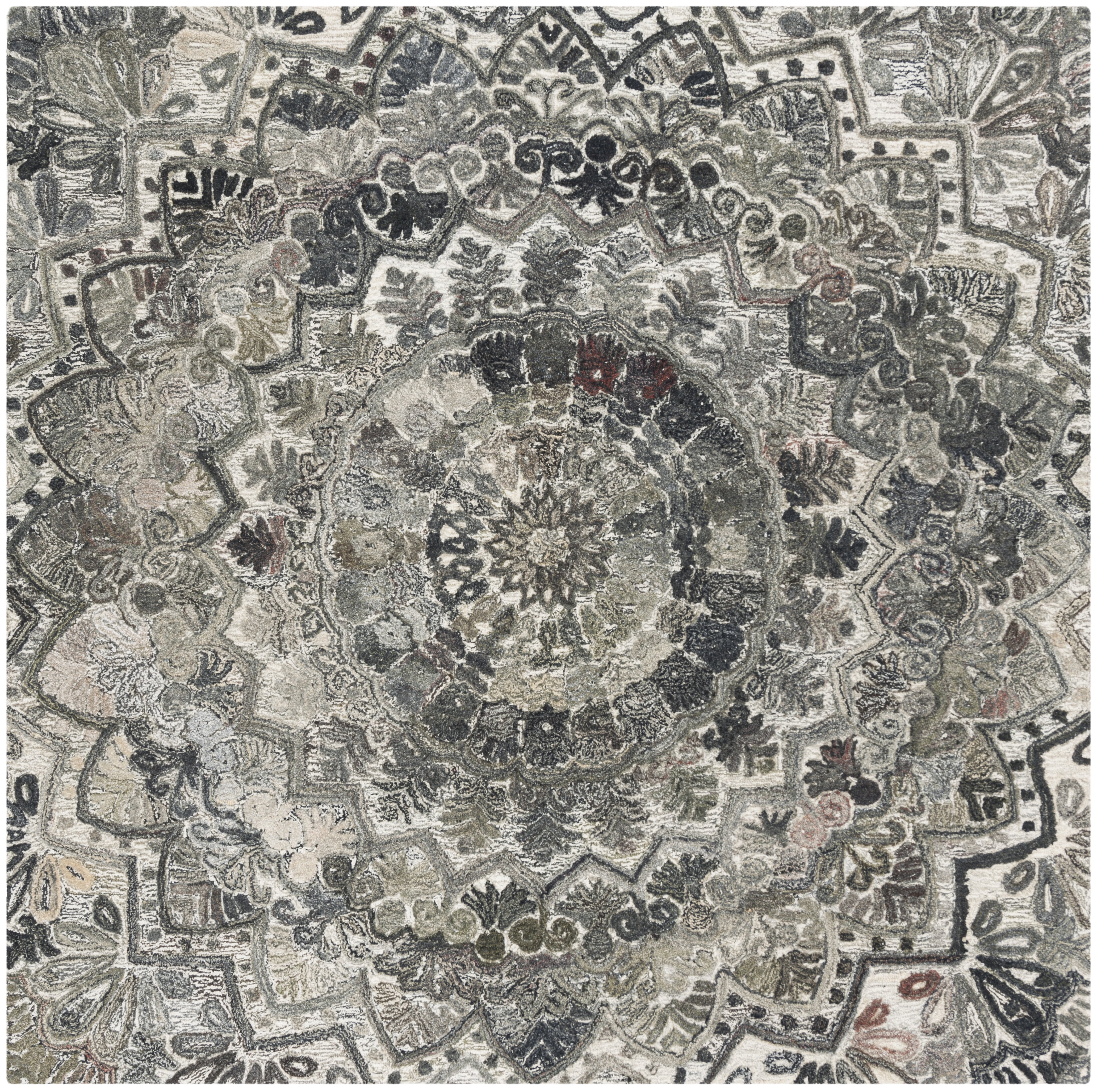 SAFAVIEH Marquee Georgiana Floral Area Rug, Grey/Multi, 12' x 12' Square