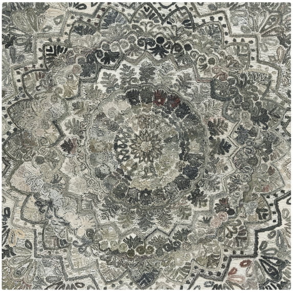 SAFAVIEH Marquee Georgiana Floral Area Rug, Grey/Multi, 4' x 4' Square