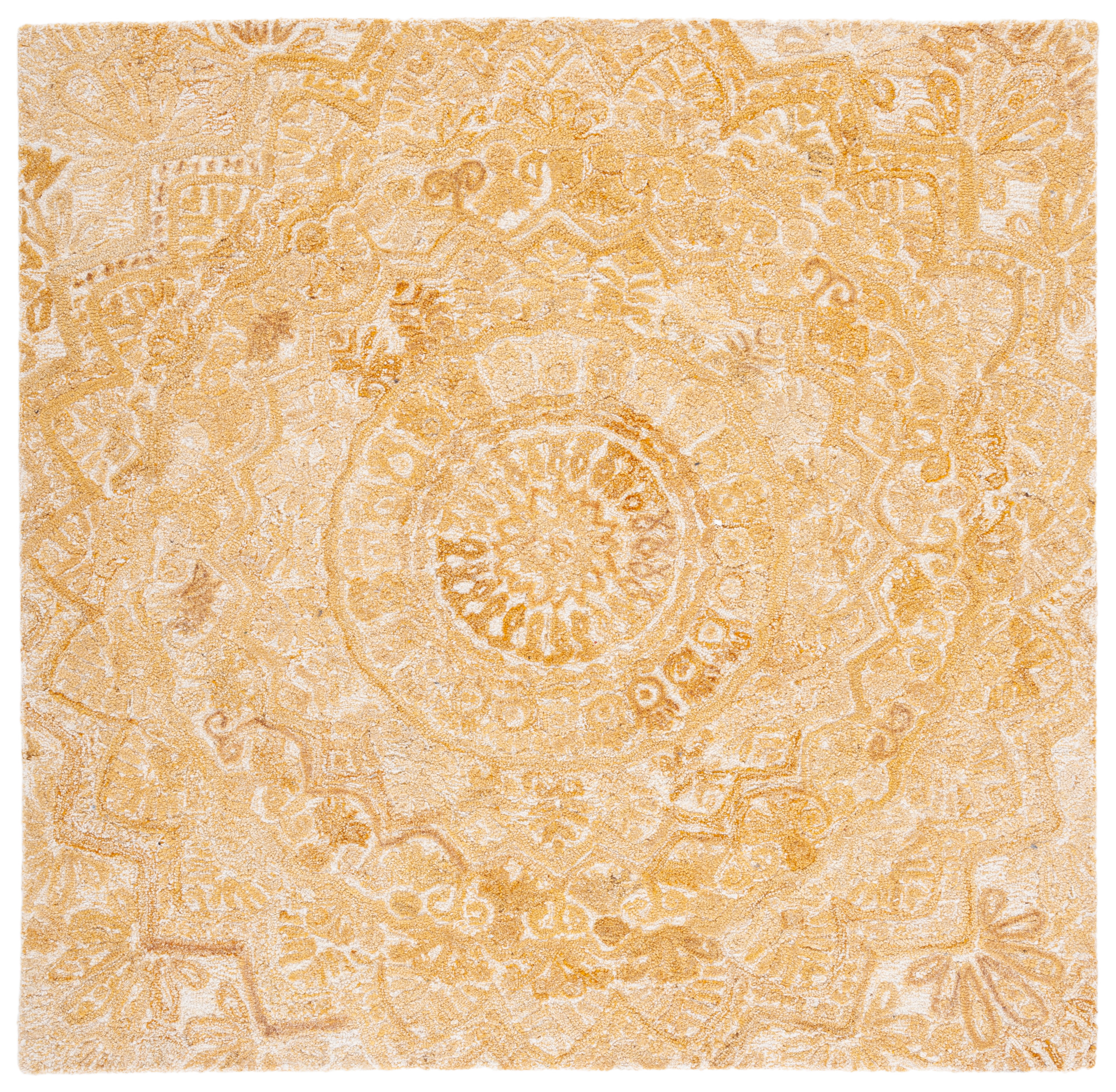SAFAVIEH Marquee Georgiana Floral Area Rug, Yellow/Ivory, 6' x 6' Square