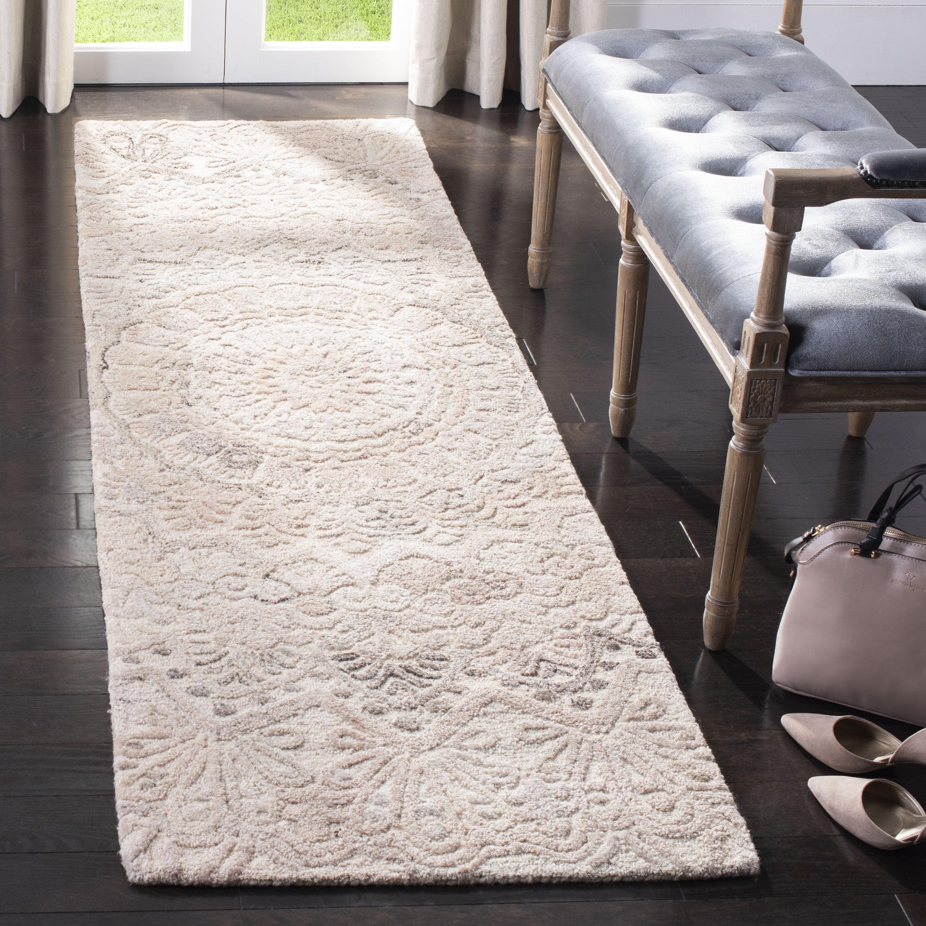 Hand-Tufted Beige and Ivory Wool Runner Rug, 2'3" x 8'