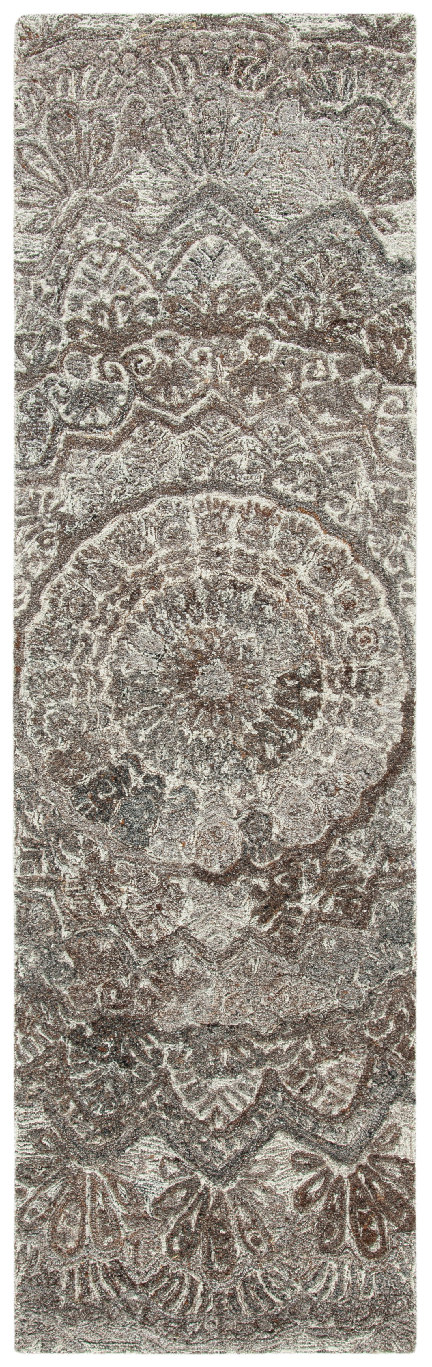 Gray and Ivory Hand-Tufted Wool Runner Rug