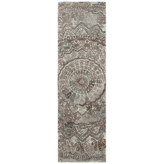 SAFAVIEH Marquee Georgiana Floral Runner Rug, Grey/Ivory, 2'3" x 8'