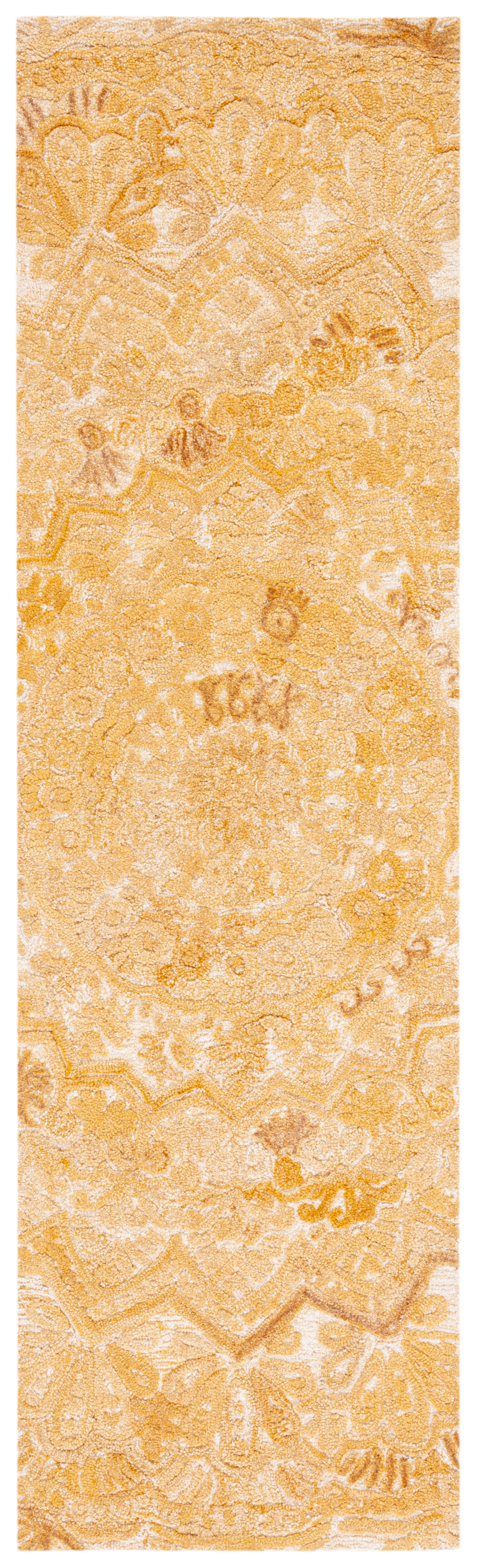 Hand-Tufted Yellow and Ivory Wool Rug, 2' 3" x 8'