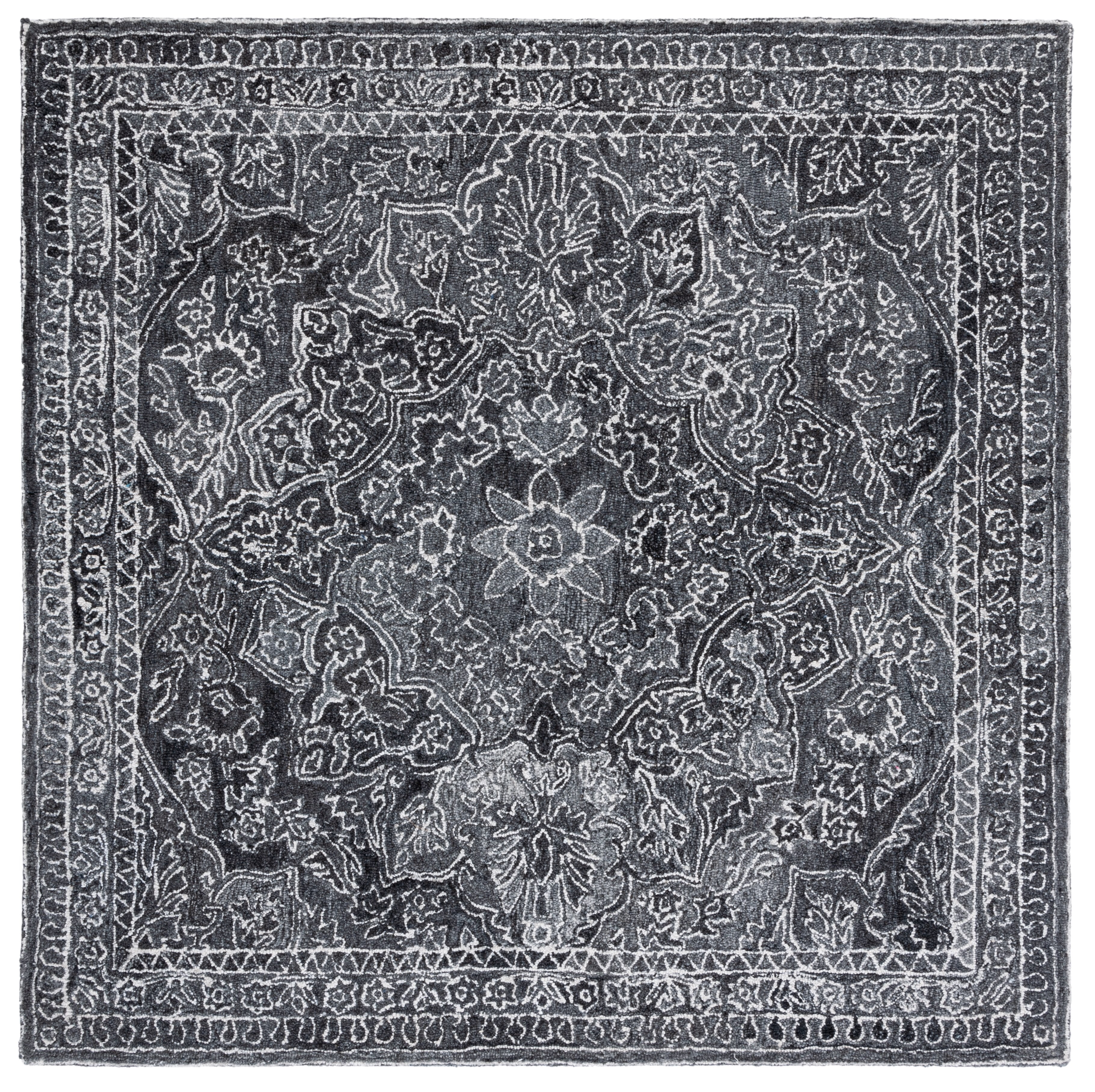 SAFAVIEH Marquee Jone Medallion Area Rug, Black/Ivory, 6' x 6' Square